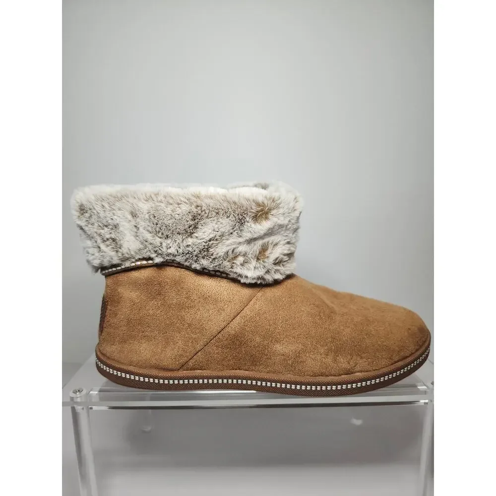 Skechers Women's Keepsakes Ankle Boots Booties Chestnut Brown Sz 8 Faux Fur